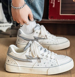 2026 New Spring & Autumn Women's Sneakers, Fashion Versatile Flat Lace-up Shoes With Shiny Star Decorations