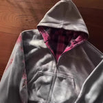 American-style Trendy Vintage Letter-embroidered Patchwork Reversible Loose-fit Hooded Jacket Hoodie