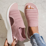 Platform Fish-mouth Hollow-out Knit Breathable Lightweight Soft-soled Sneakers