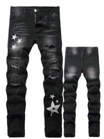 Men's Motorcycle Zipper-Decorated Jeans Slim Fit Ripped
