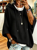 Waffle-knit Hooded Sweatshirt With Drawstrings