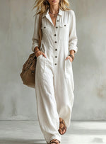 Womens Workwear Linen Casual Jumpsuit