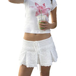 Lace Casual White Mini Skirt For Women