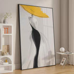 Modern Sexy Woman Yellow Hat Handmade Canvas Oil Painting Abstract Nordic Luxury Artwork Posters Living Room Canvas Wall Aesthetic Home Decor