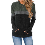 Casual Color-block Patchwork Hooded Sweatshirt With Pockets