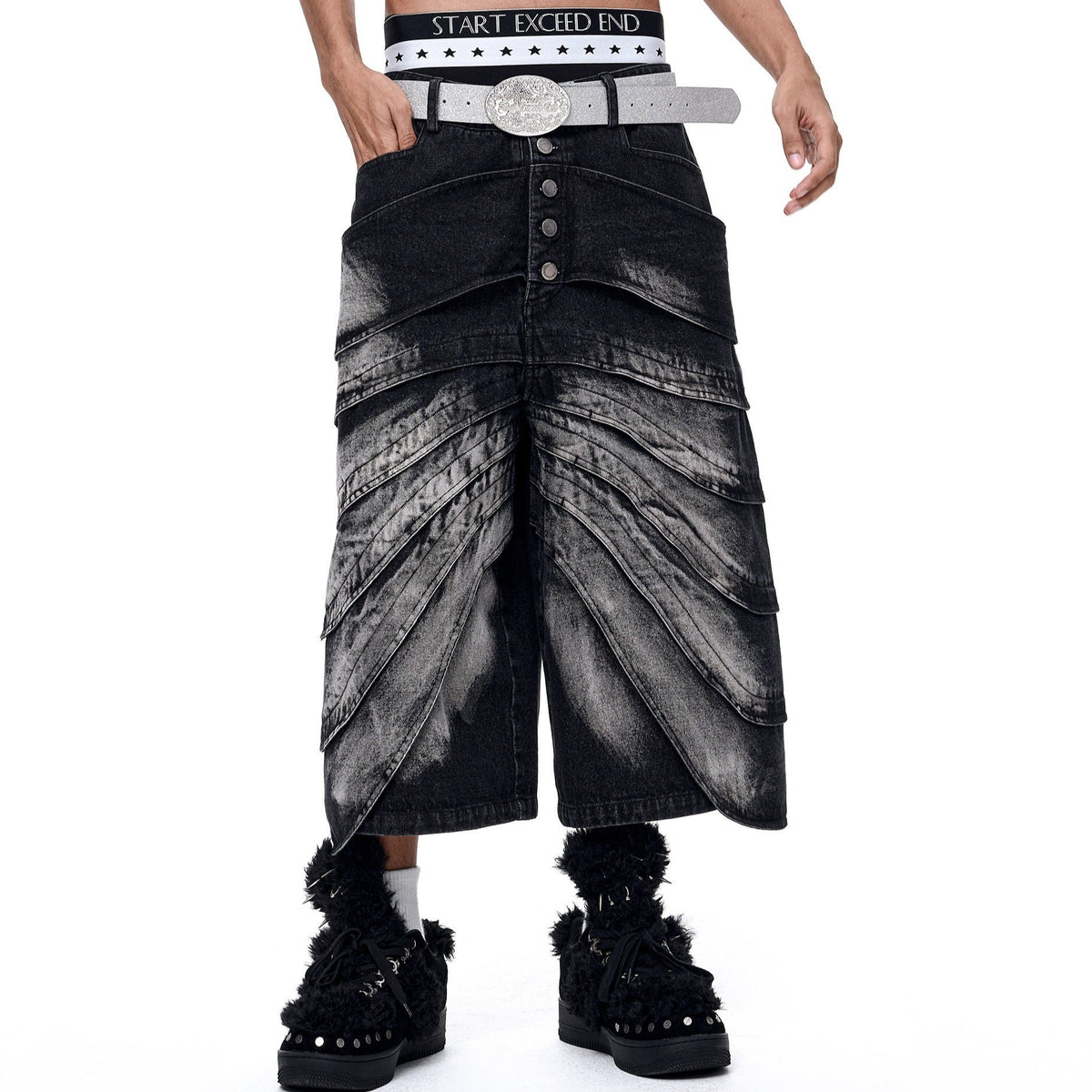 Mens Five-button Cropped Denim Jeans
