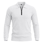 Mens Long-Sleeve Zip-Up Stand-Collar Polo Shirt