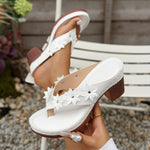 New Casual Floral High-heeled Flip-flops