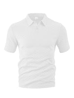 Mens Summer Solid-Color Waffle-Weave Short-Sleeve Shirt