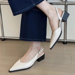 French-style Sophisticated Closed-toe Sandals For Women With A Chunky Heel And Pointed Toe