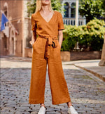 Arrival Short-Sleeve Color-Block Casual Loose-Fit Jumpsuit