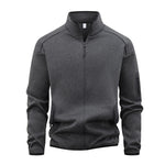 Zippered Pocket Long-sleeve Stand-collar Cardigan Sweatshirt