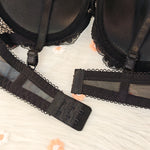 Women's Bra Set, Black Sexy Lace Push-up Bra
