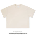 Wide Crew Neck Heavyweight Pure Cotton Short-sleeve Vintage Washed Cropped T-shirt