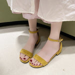 Womens Suede Open-toe Sandals With A Chunky Heel And Ankle Strap Buckle