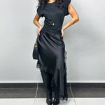 Asymmetrical Satin Lace Skirt For Women