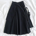 Irregular Black Utility Skirt For Women