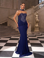 Sequin Bodice Mermaid Evening Gown