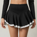 Fake Two-piece Color-block Sports Skirt For Women, Anti-exposure Design
