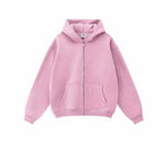Womens Casual Solid-Color Hooded Zip-Up Sweatshirt Coat
