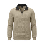 Mens Diamond-Check Half-Zip Stand-Collar Long-Sleeve Sweatshirt