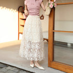 Retro Crochet Hollow-out Design Midi Skirt