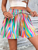 Printed Wide-leg Lace-up Shorts Chic And Elegant Resort Beach Culottes