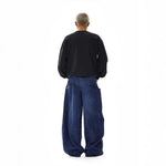 American-style Vintage Design Scimitar Workwear Jeans For Men And Women