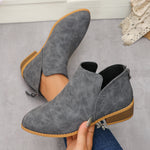 Women's Pointed-toe Leather Boots With Back Zipper