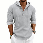 Loose-fit Retro Long-sleeve Henley Casual Sweatshirt