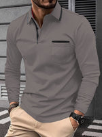 Mens Business-Casual Long-Sleeve Polo Shirt