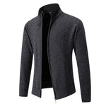 Men's Knitted Shirt With Stand Collar Zippered Cardigan Sweater