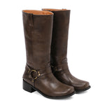 Plus-size Square-toe Bootie Denim Boots For Women