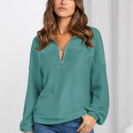 Fashionable Casual Pullover V-Neck Solid Color Loose Sweatshirt