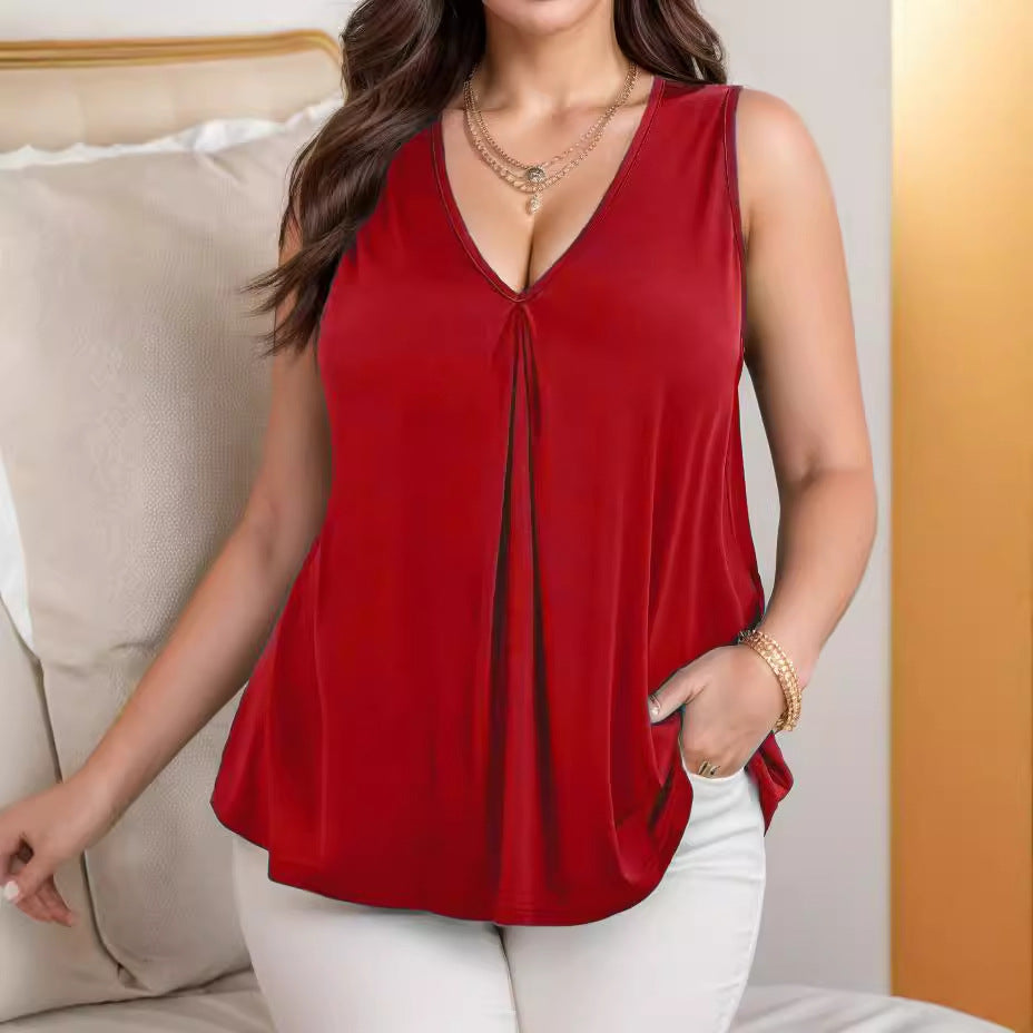 Summer Womens Solid-Color V-Neck Tank Top For Women