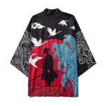 Printed Cardigan Loose-fit Mens Jacket Cloak-style Shirt