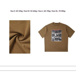 Personalized Nine-Grid Print Short-Sleeve T-Shirt Mens Loose-Fit Casual Crew-Neck Top