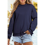Cross-border Relaxed-fit Solid-color Crew-neck Sweatshirt For Europe And America