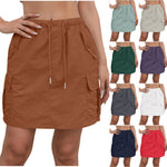 Womens Solid-color Skirt With Drawstring Casual And Stylish