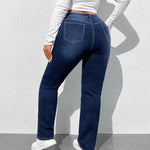 Women's Stretch Denim Straight-leg Pants