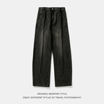 Wide-leg Washed Denim Jeans Mens Loose Casual Pants