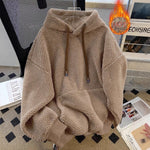 Womens Fleece-lined Thickened Hooded Sweatshirt