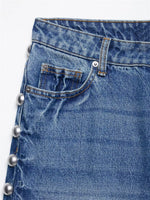 Straight-leg Denim Jeans With Metal Rivet Detailing