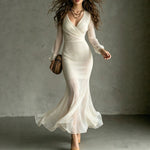 Cross-wrap Waist-cinching Chiffon Maxi Dress