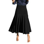 Stylish And Elegant Solid Black Waist-cinching A-line Workwear Skirt