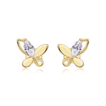 S925 Sterling Silver Gold Plated Abstract Butterfly Stud Earrings, 0.6ct D-VVS1 Moissanite, 1.7g Women's Jewelry Gift Box