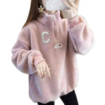 Womens Stylish Padded Loose-fitting Half-zip Jacket
