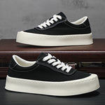 Mens Breathable Canvas Board Shoes With A Height-increasing Sole