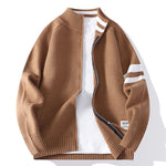 Mens Thermal Knitted Jacket With A Mock Neck And Long Sleeves