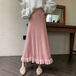 Elegant Mid-length High-waisted Flared A-line Skirt Winter Wool Knit Dress